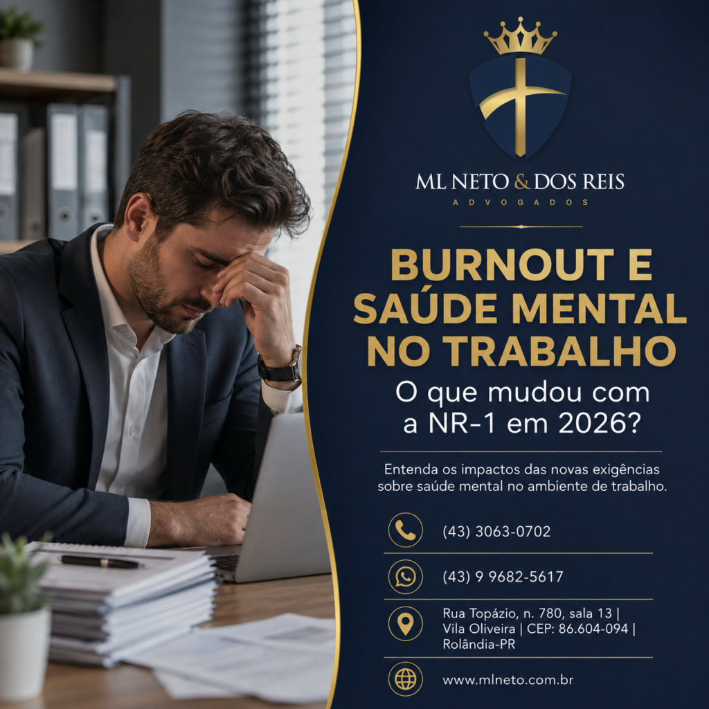 Trabalhador exausto no escritório — burnout como doença ocupacional e NR-1