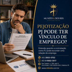 Pejotização: trabalhador PJ analisando contrato de prestação de serviço