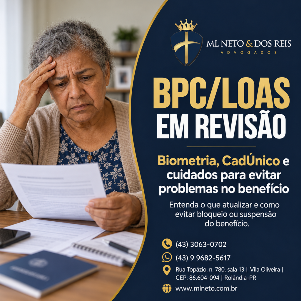 Revisão do BPC/LOAS: beneficiária analisando documentos sobre biometria e CadÚnico
